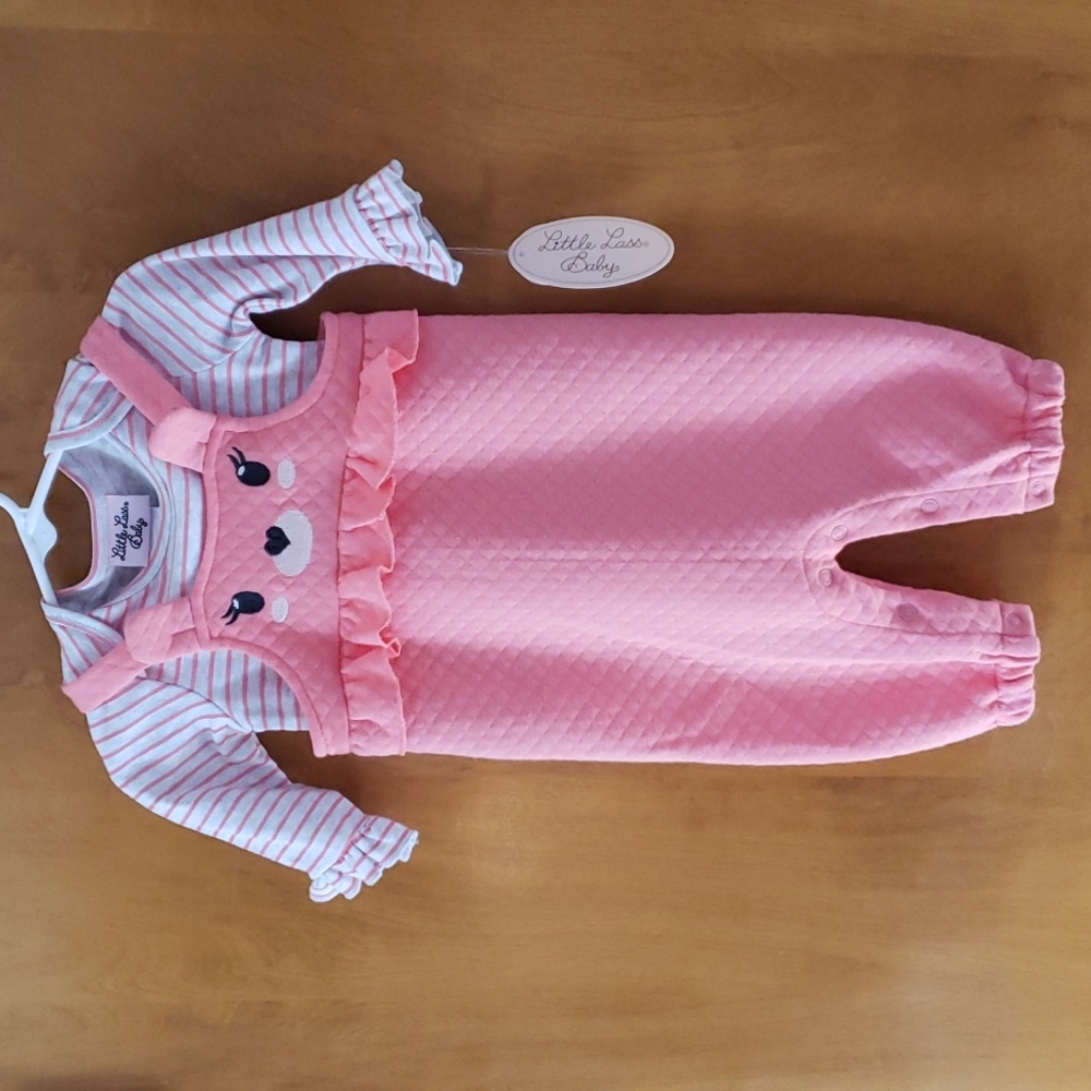 🦋 3 for $20 🦋 Coral Bear Overall Set